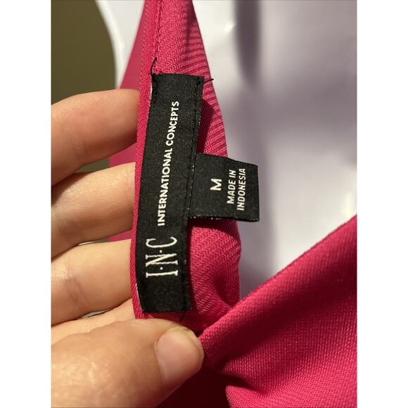 INC NEW Women’s Pink Fuchsia Tank Blouse Faux Wrap Rhinestone accent M Dressy - Picture 10 of 10